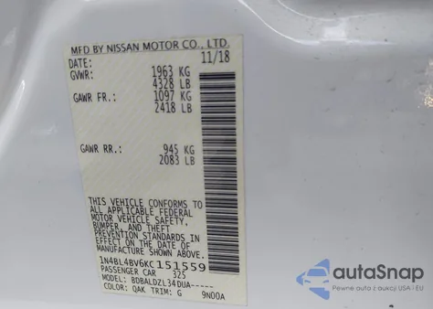 2019 Nissan Altima 2.5 S from USA, damaged, VIN 1N4BL4BV6KC151559